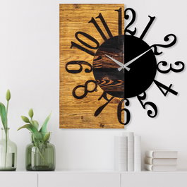 Wallity Reloj de pared decorativo de madera Nogal y Negro